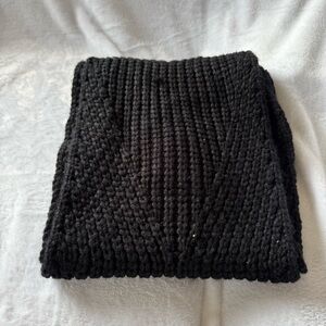 Rebecca Minkoff Black Acrylic Rib Knit Scarf